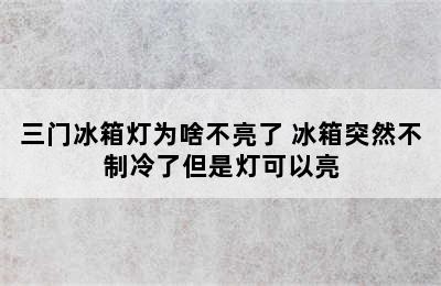 三门冰箱灯为啥不亮了 冰箱突然不制冷了但是灯可以亮